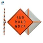 Roll Up Sign & Stand - 48 Inch Reflective End Road Work Roll Up Traffic Sign